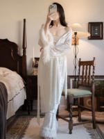 Rosederosee Star Mist Lady Spring New Chinese-style pajamas, plush long warm bathrobe worn over home wear thumbnail 2