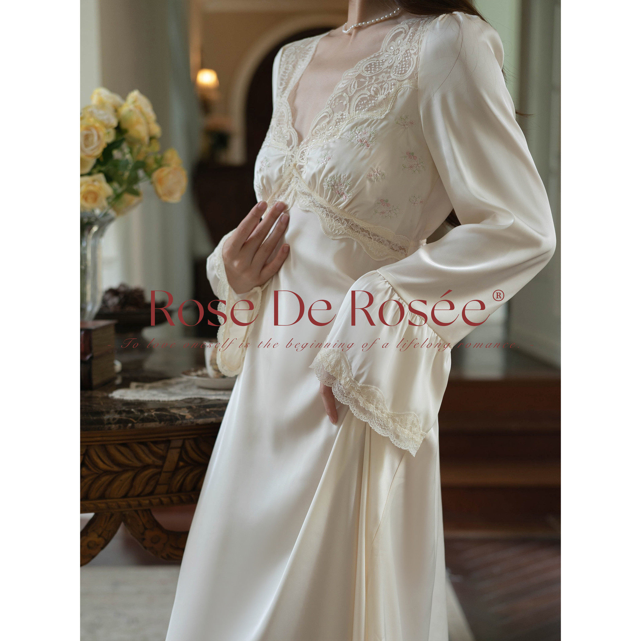 Roserosee艾玛 2026春季新款法式蕾丝睡裙睡衣女款高级感婚礼晨袍