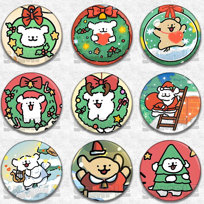 线条小狗吧唧圣诞主题徽章礼物谷