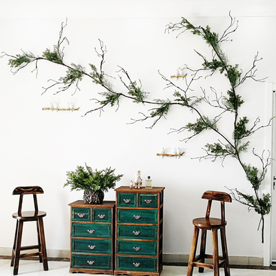 文艺氛围感软装好物布置摆件搭配客厅仿真假树枝电视沙发背景墙