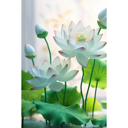 入户玄关装饰画自粘贴画荷花