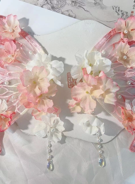 花朵绢花发夹大蝴蝶后压