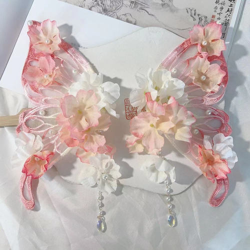 花朵绢花发夹大蝴蝶后压