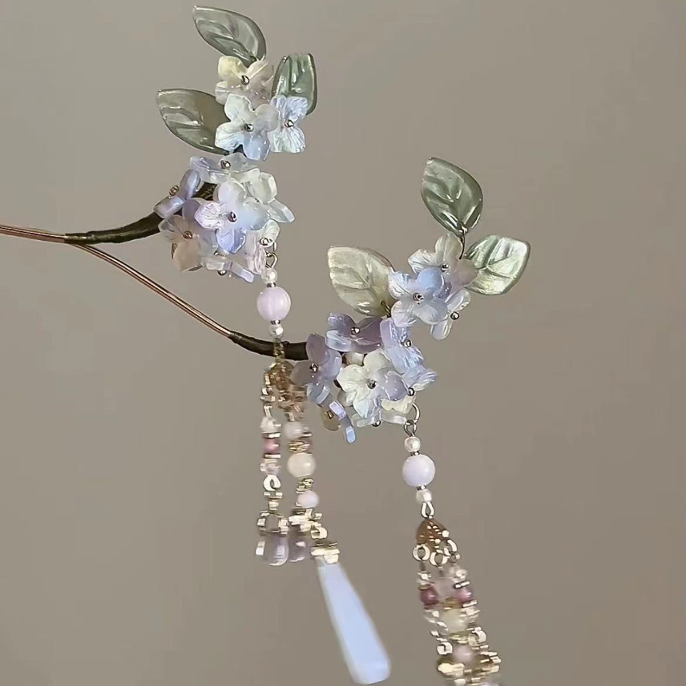 汉服发饰琉璃绣球花发簪子古风侧边掩鬓点缀发饰古装盘发钗配饰品