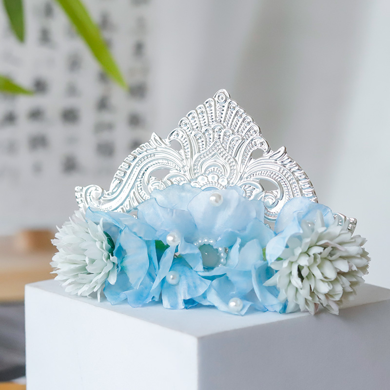 仿真绢花发冠唐风宋制发饰