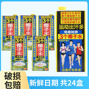正宗海南椰树牌三个椰子水1L装天然不掺水椰果汁饮料植物蛋白饮品