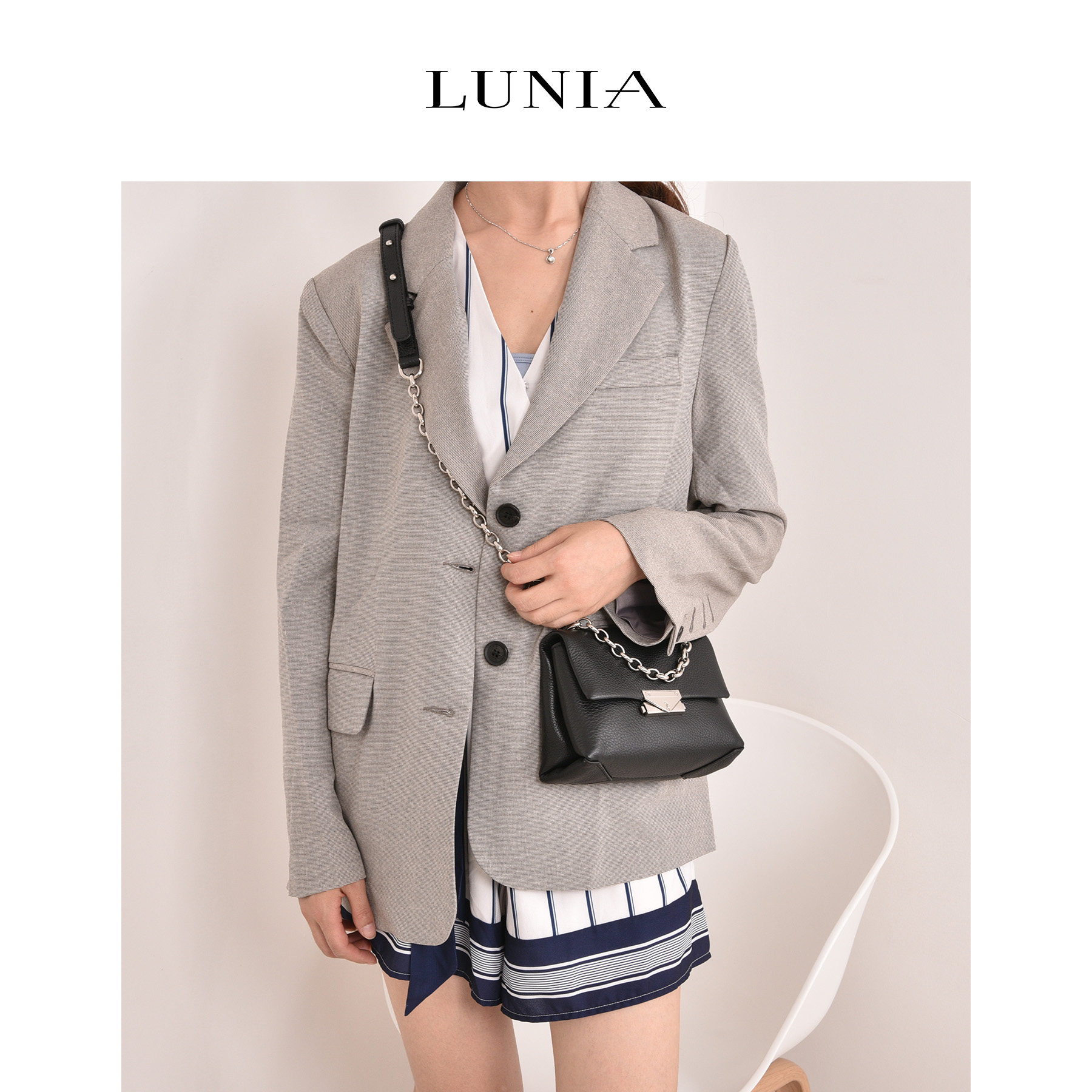 头层牛皮斜挎包时尚真皮女包MK新款韩版包包欧美链条包单肩盒子包