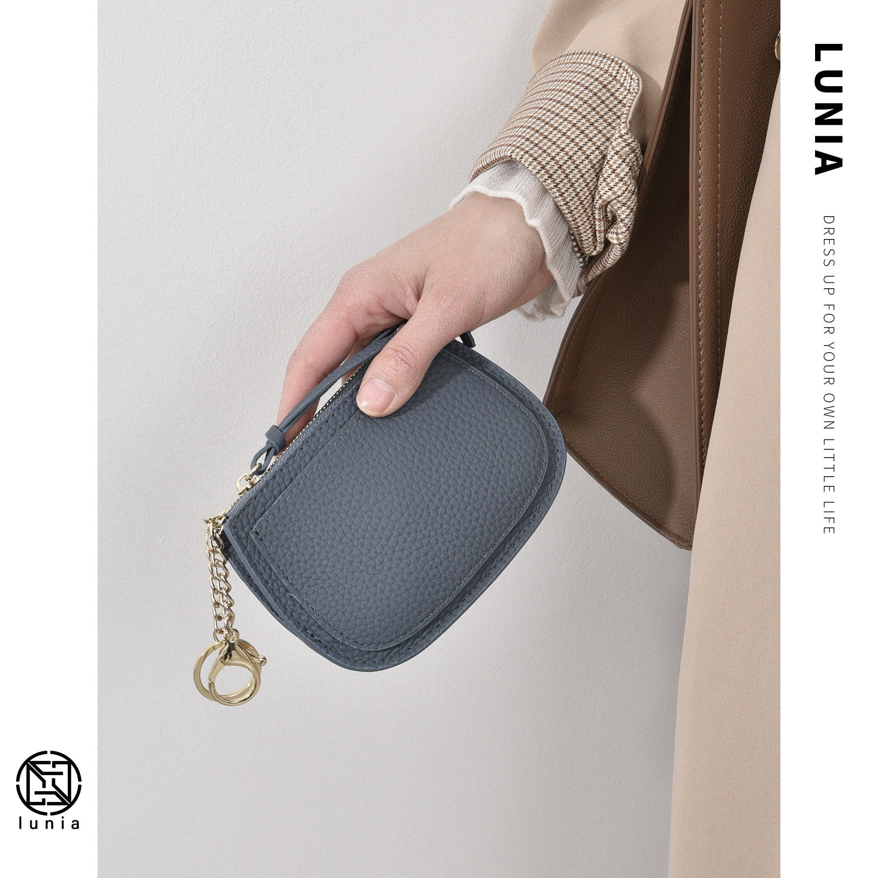 日韩简约超薄零钱包女士真皮小巧拉链收纳包牛皮大容量卡包钥匙包