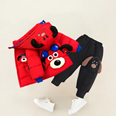 加绒加厚棉衣 套装 儿童棉服2025新款 女宝宝卡通狗狗羽绒棉袄冬季