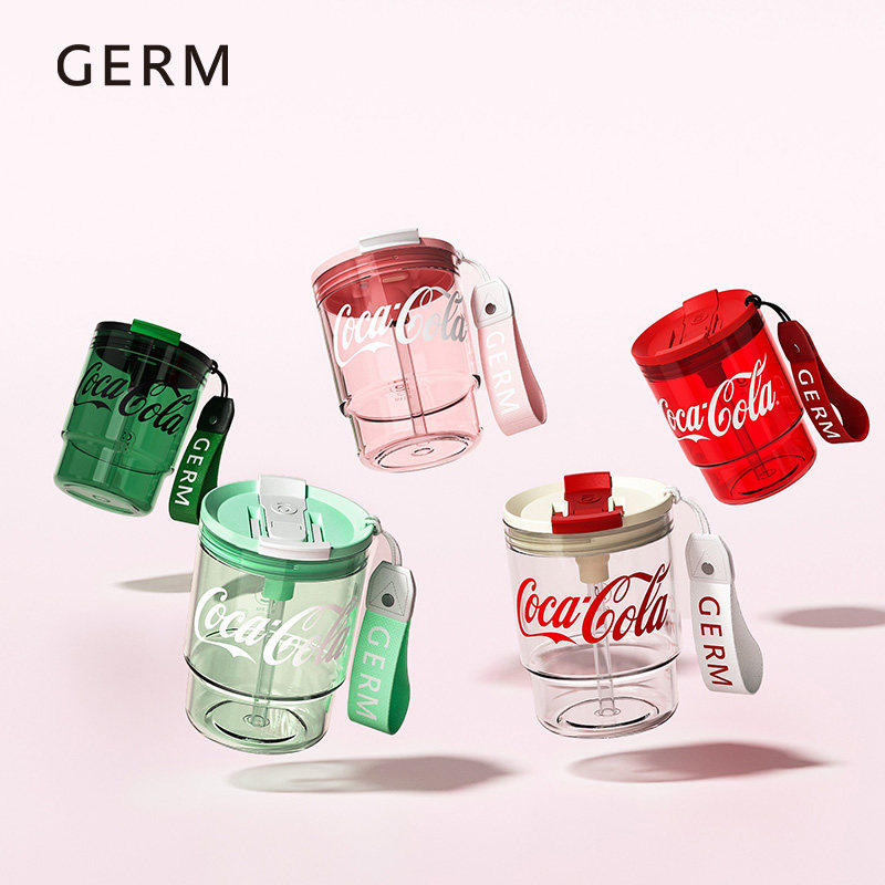 GERM可口可乐夏季吸管杯tritan便携咖啡随手杯竹简杯双饮口女生