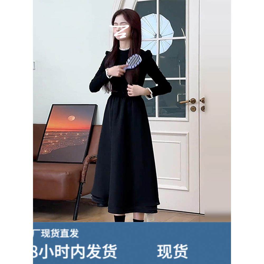 法式小个子黑色连衣裙女2025新款秋冬季高级感赫本风内搭长裙早秋,运动/瑜伽/健身/球迷用品,瑜伽短裙,淘宝优惠券,粉丝福利购,淘宝优惠卷