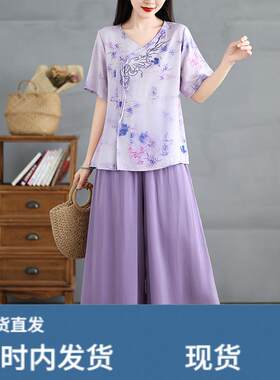 新中式禅意国风棉麻衬衫女士2026夏季款高端改良唐装亚麻短袖上衣