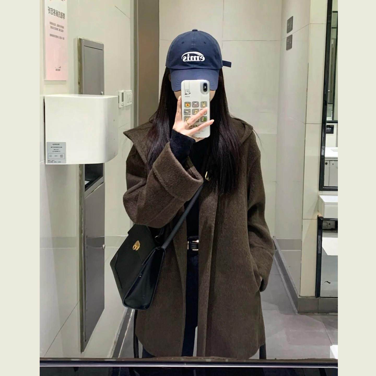 慵懒复古棕色连帽毛呢外套女秋冬小个子宽松中长款系带呢子大衣,运动/瑜伽/健身/球迷用品,广场舞套装,淘宝优惠券,粉丝福利购,淘宝优惠卷