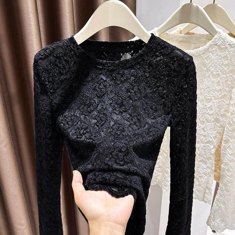 高级质感韩系圆领蕾丝打底衫女修身内搭秋冬超好看别致喇叭袖上衣,模玩/动漫/周边/娃圈三坑/桌游,Cosplay女装/cos女装,淘宝优惠券,粉丝福利购,淘宝优惠卷