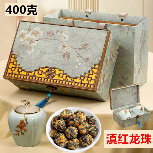 2026年云南凤庆特级滇红红茶龙珠 手工古树蜜香高档礼盒瓷罐400克