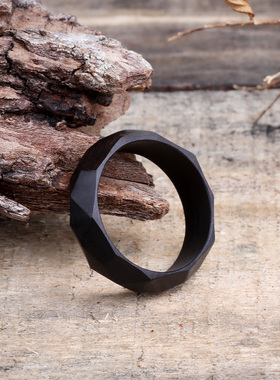 紫光檀复古可刻字木戒指手工定制
