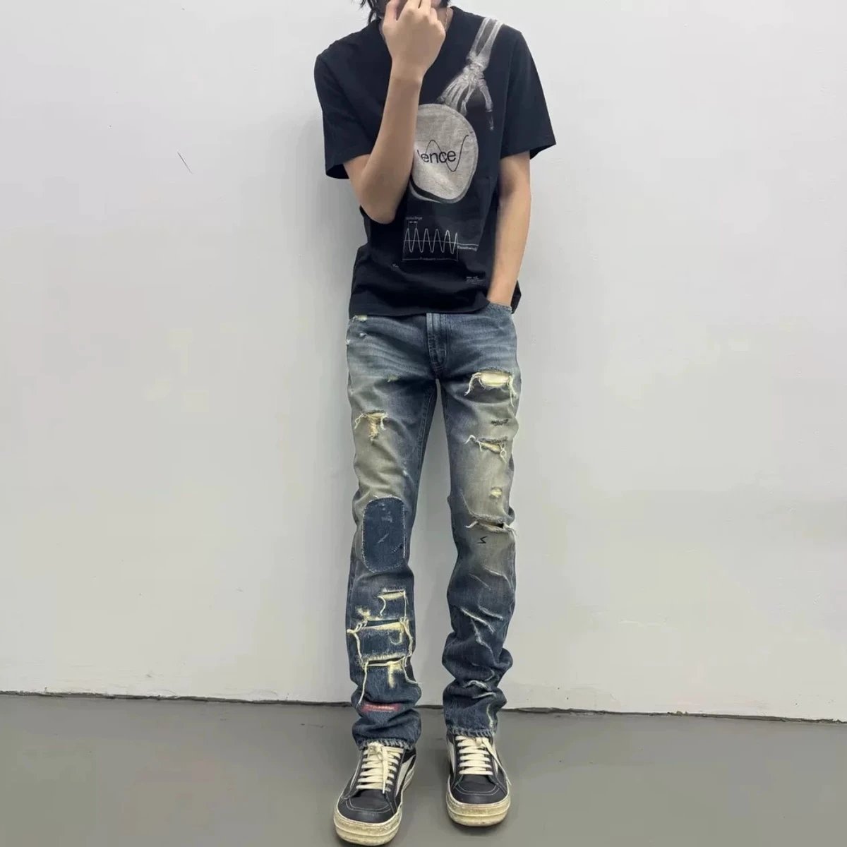 『独家现货』Undercover 05ss But期60贴布牛仔裤 破洞糜烂长裤