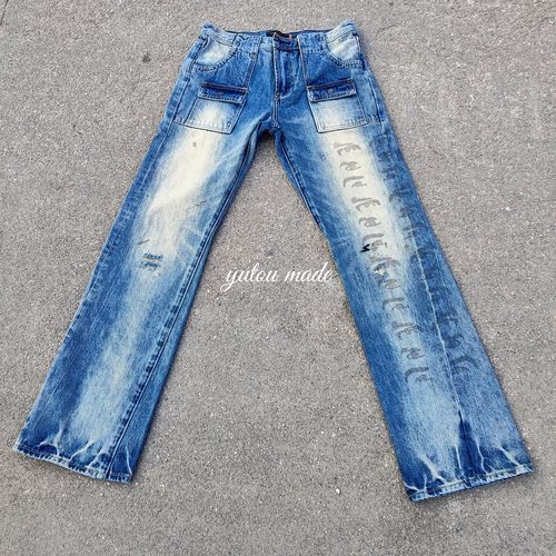 『独家现货』Undercover 06ssT期眼睛牛仔裤 做旧脏污水洗蓝牛