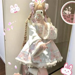 樱野兔 原创lolita连衣裙洛丽塔少女加厚加绒中华风 椿雪绒绒正版