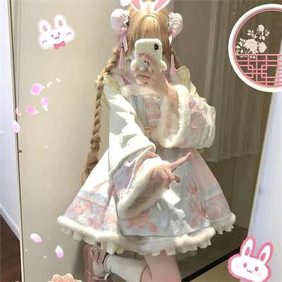 樱野兔-椿雪绒绒正版原创lolita连衣裙洛丽塔少女加厚加绒中华风