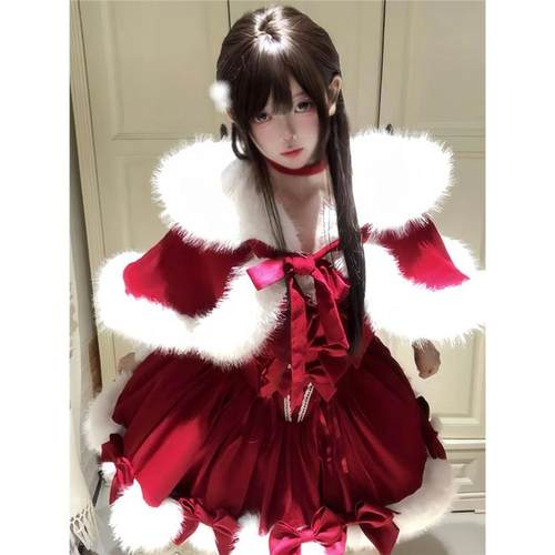 圣诞初雪 冬装新款日系软妹lolita斗篷氛围感战袍公主蓬蓬裙套装