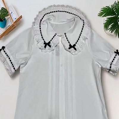 现货可爱超萌衣服洛丽塔娃娃领lolita内搭短袖衬衫泡泡袖上衣显瘦