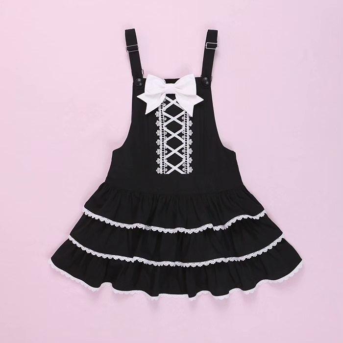 熊之原创lolita古早昭和蛋糕三层裙摆背带裙套装公主风清新甜美