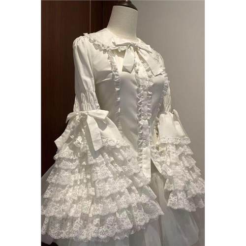 lolita内搭姬袖衬衫娃娃领长袖上衣蕾丝doll感春夏季洛丽塔喇叭袖