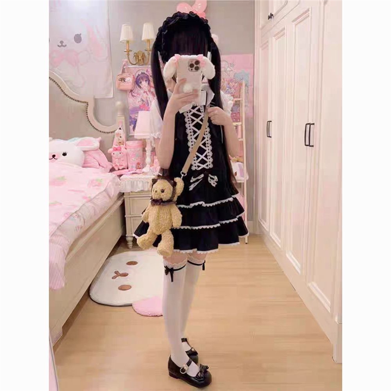 定制配件熊之原创古早昭和蛋糕三层裙摆背带裙套装公主风清新甜美