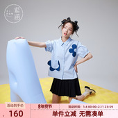 衬衫 女夏季 新款 紫涵清新短袖 甜酷花朵小衫 上衣小个子百搭衬衣流行