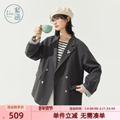 紫涵翻驳领西装 休闲上衣 日系通勤宽松显瘦深灰时尚 外套女秋季 新款