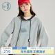 紫涵撞色抽绳连帽卫衣女2026年春季 宽松显瘦休闲灰色印花上衣 新款