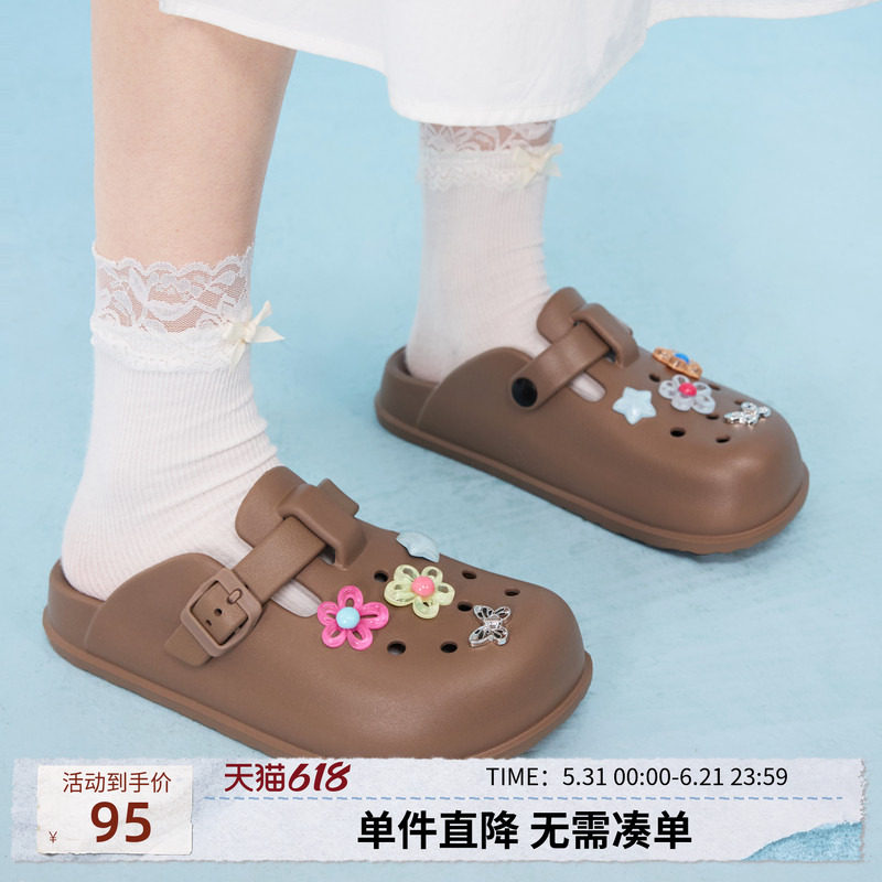 紫涵透气柔软洞洞鞋多巴胺夏季新款舒适脚感轻盈运动休闲鞋