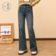 复古水洗蓝高腰显瘦休闲长裤 紫涵窄版 新款 女2025年冬季 直筒牛仔裤
