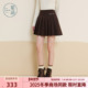紫涵短款 学院风字母刺绣高腰a字裙 宽腰格纹百褶裙女2025冬季 新款