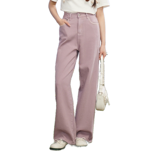 紫涵高腰直筒拖地裤女夏季新款时尚轻薄纯棉纯色宽松长腿休闲裤子