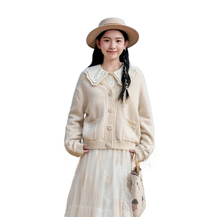 紫涵v领长袖针织开衫女秋季新款松弛感日系休闲百搭宽松毛衣外套