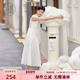 明星同款 紫涵白色吊带背心连衣裙女夏季 新款 法式 温柔显瘦长裙