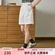 紫涵白色卷边阔腿短裤 子 简约通勤高腰显瘦直筒休闲裤 女夏季 新款