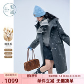 新款 紫涵长款 羊毛双面呢大衣女2025冬季 气质简约保暖连帽毛呢外套