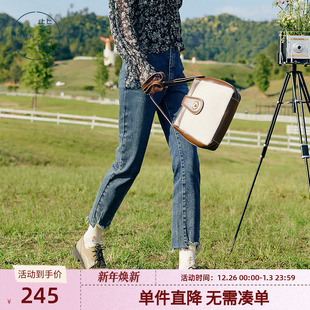 高腰牛仔裤 时尚 九分裤 小众毛边百搭休闲裤 女秋季 紫涵锥形小脚修身