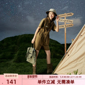 休闲连衣短裤 紫涵复古工装 新款 小个子宽松收腰时尚 风连体裤 女夏季