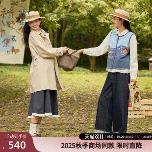 日系简约休闲通勤单排扣外套 新款 紫涵中长款 翻领风衣女2025年秋季