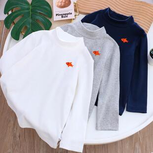 男童纯棉半高领打底衫25春秋新款儿童百搭小男孩中领内搭上衣T恤