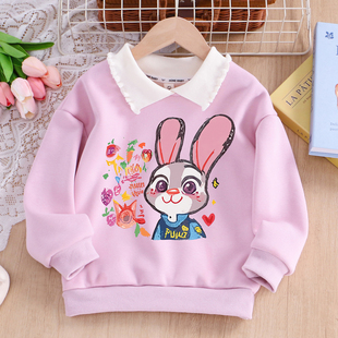 女童纯棉POLO翻领卫衣25春秋冬儿童装女孩动物城朱迪宝宝长袖衣服