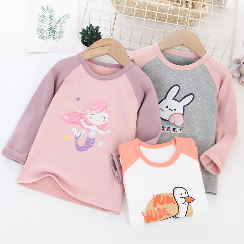 女童春秋纯棉卡通长袖圆领T恤