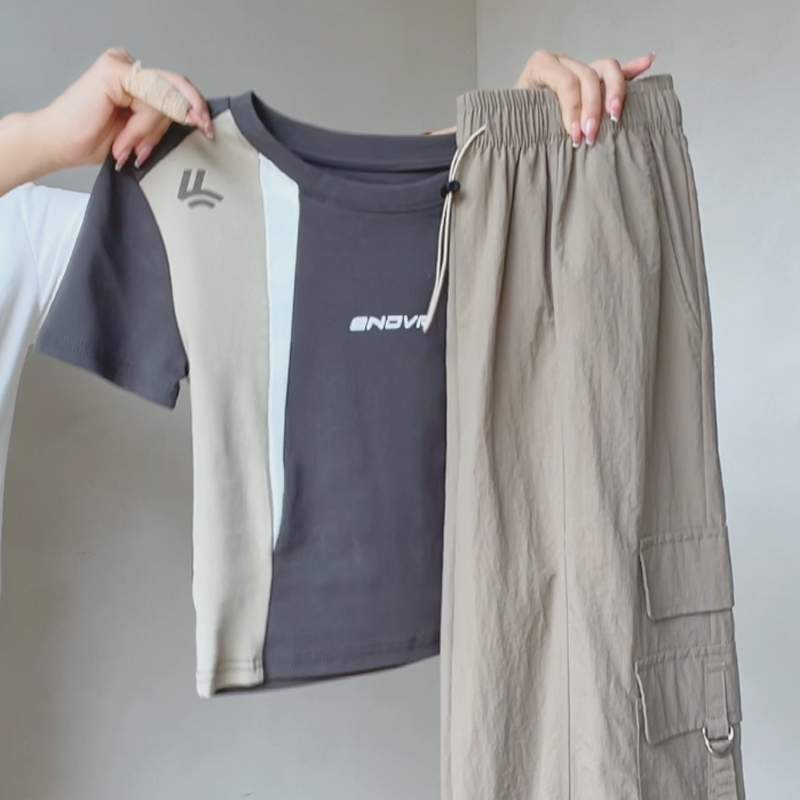 咸菜绿工装裤女2024年夏季新款