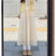 白色甜美风蕾丝半身裙女2026春季 高腰显瘦飘逸网纱宽松中长裙 新款
