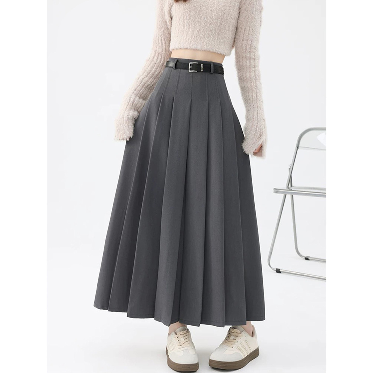 灰色西装百褶裙女秋季2025新款高腰显瘦a字裙中长款半身裙伞裙子,女装/女士精品,半身裙,淘宝优惠券,粉丝福利购,淘宝优惠卷