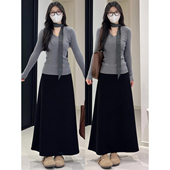 显瘦A字气质灰色垂感韩版 高腰针织鱼尾长裙女秋季 2025新款 半身裙